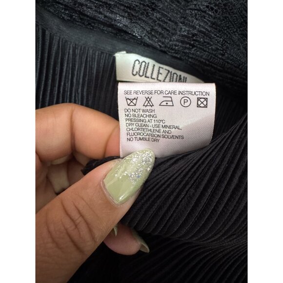 Armani Collezioni Womens Black Lace Stretch Fine Pleats Lapel Collar Cardigan S - Picture 7 of 7